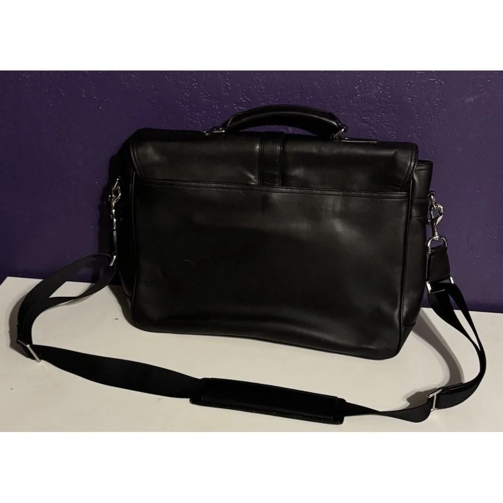 Coach Transatlantic 70304 Leather Briefcase Black Unisex Cary On Bag Luggage